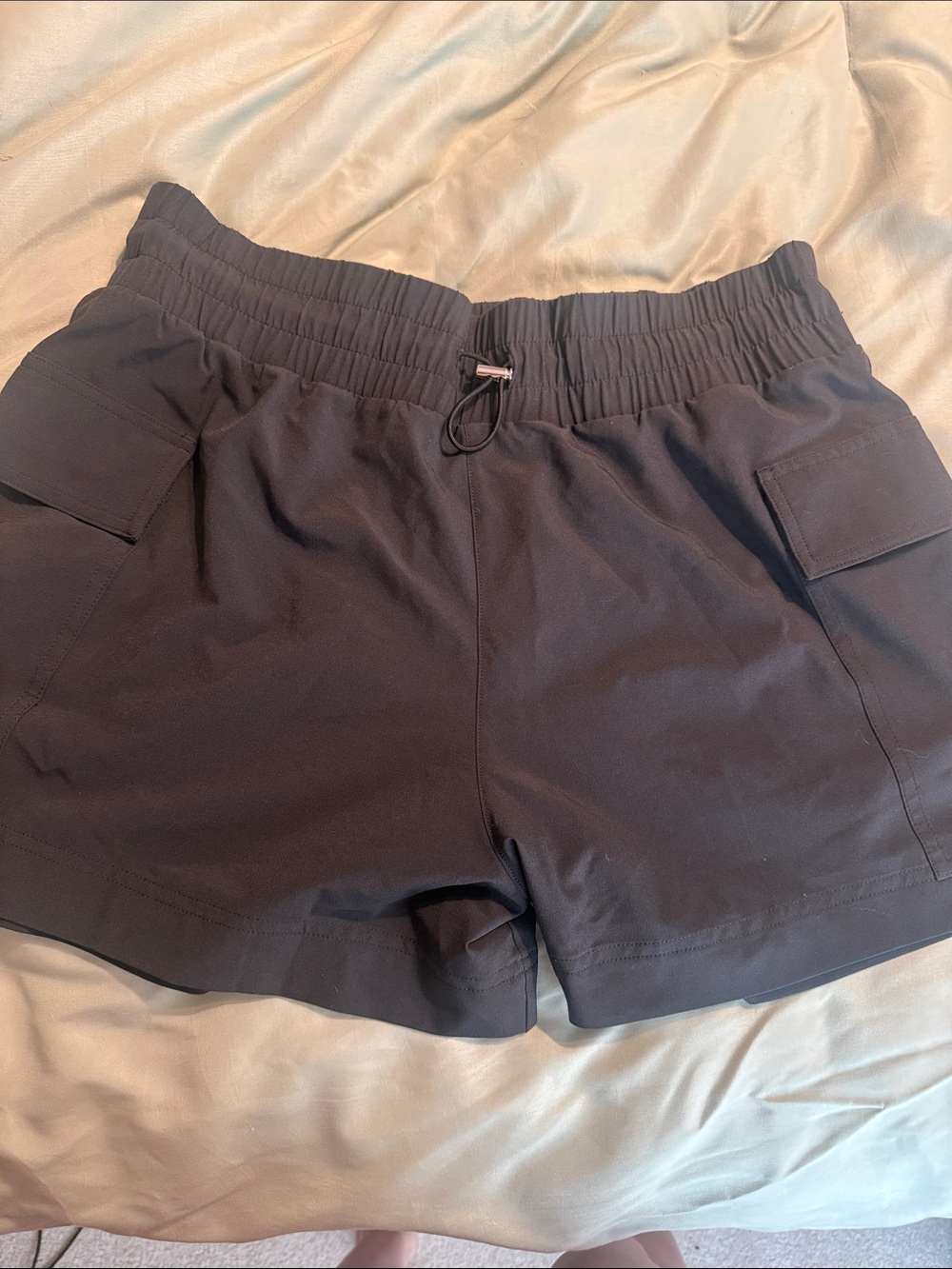Abercrombie & Fitch Black Cargo Drawcord Shorts